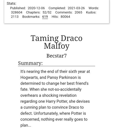 taming draco malfoy ao3.